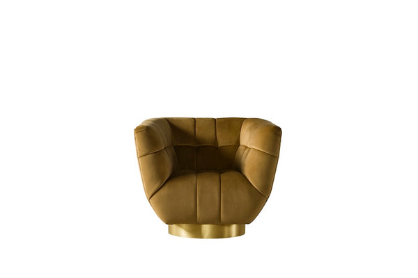 Fauteuil Oxford Velours Brun Or