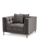 Fauteuil Sienna matelassé gris en velours