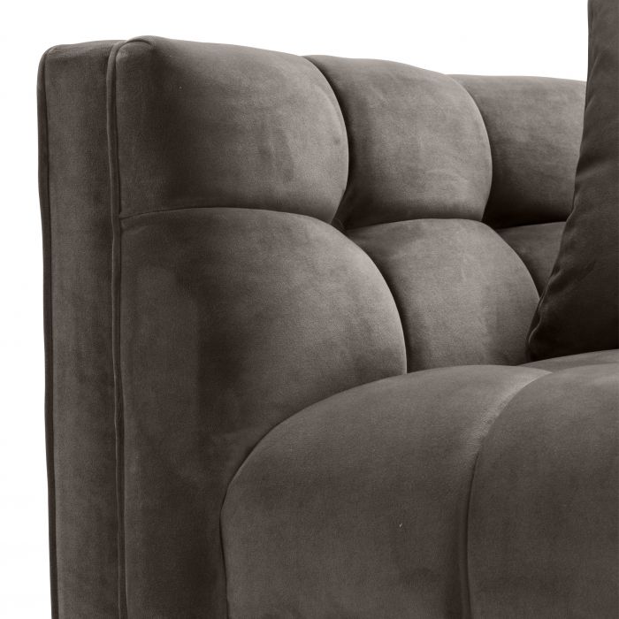 Fauteuil Sienna matelassé gris en velours