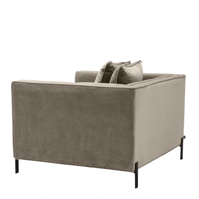 Fauteuil Sienna matelassé beige en velours