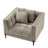 Fauteuil Sienna matelassé beige en velours