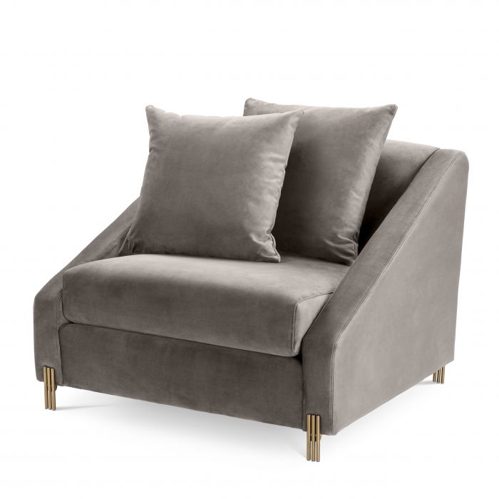 Fauteuil gris en velours Candice