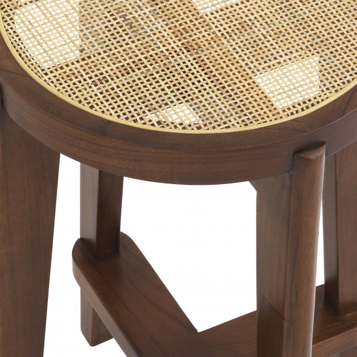 Tabouret de bar marron en rotin S Dareau