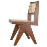 Chaise marron en bois et rotin Niclas