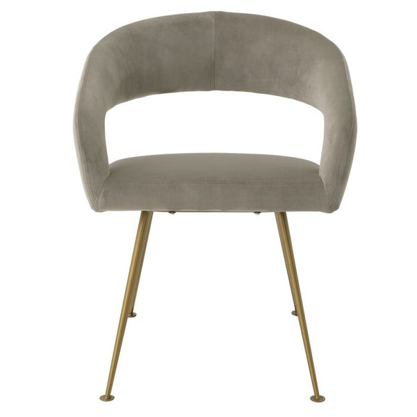 Chaise de salle à manger en velours taupe Bravo