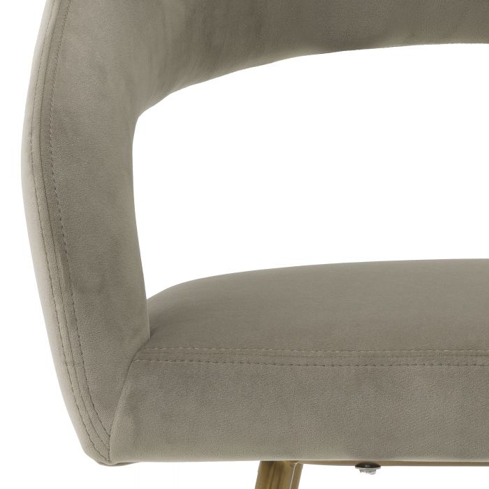 Chaise de salle à manger en velours taupe Bravo