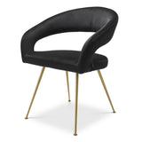 Chaise de salle à manger en velours noir Bravo