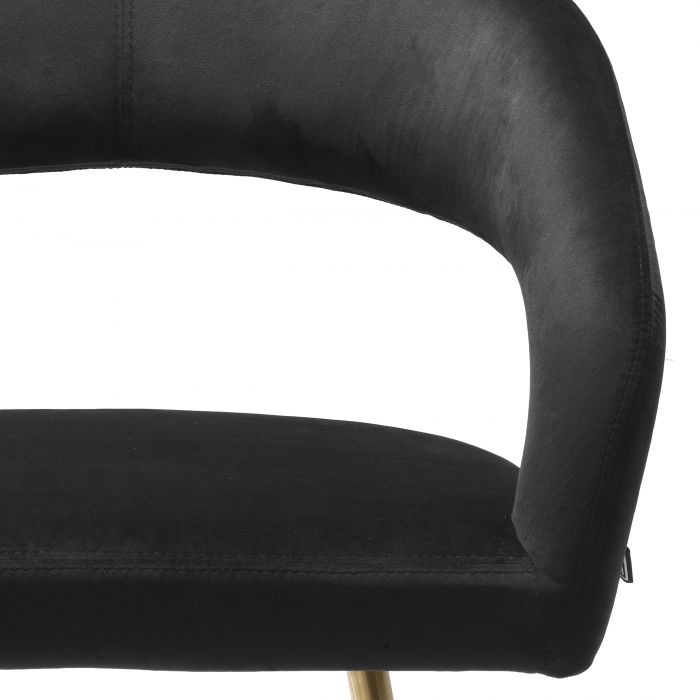 Chaise de salle à manger en velours noir Bravo